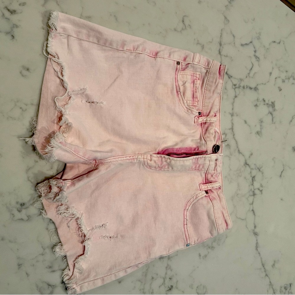 Risen Pink Denim Shorts